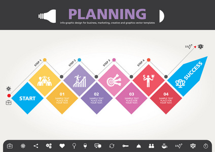 4 个步骤成功模板现代信息图形设计图片
