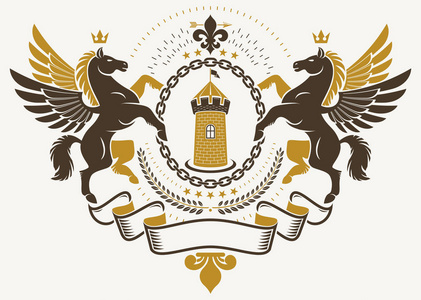 天马神话是一匹有翅膀的马矢量插图蓝马天马标志符号矢量设计插图天马