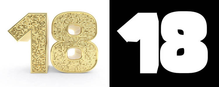 阿拉伯数字 18, 十八, 从白菊花的白色花, 是金色数字三十八 数字 38