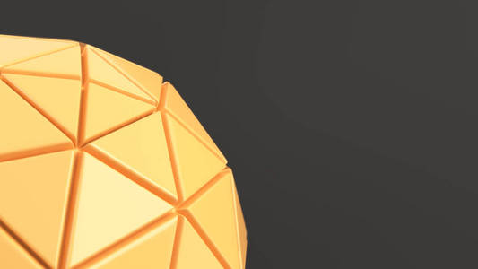 抽象背景与橙色球形在黑表面。3d 渲染插图