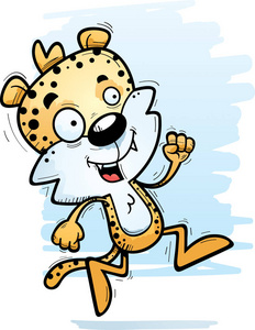 一只雄豹赛跑的卡通插图图片