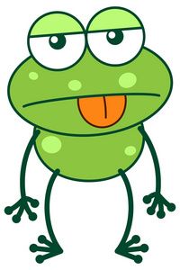 青蛙伸出它的舌头