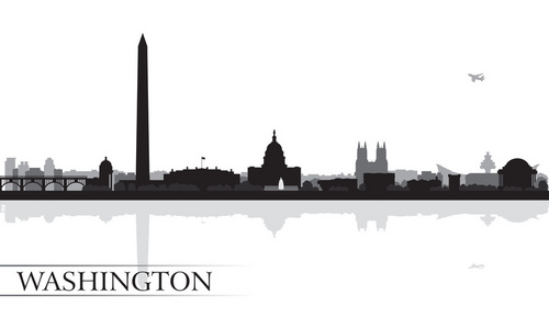 华盛顿市的天际线轮廓背景