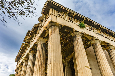 古庙赫菲斯托斯柱集市广场雅典希腊。成立第六世纪 bc. 寺庙的工艺, 金属工作从公元前 449, 后来教会