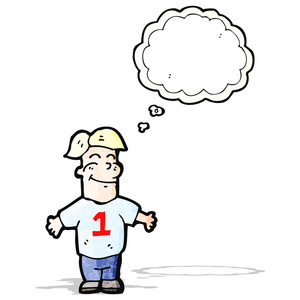 卡通男孩与思想泡泡照片