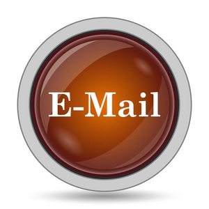 电子邮件图标, 橙色网站按钮白色背景