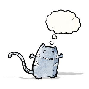 可爱的卡通猫与思想泡泡