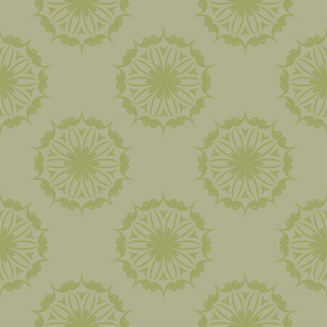 橄榄绿色花卉观赏设计。纺织品和墙纸无缝图案