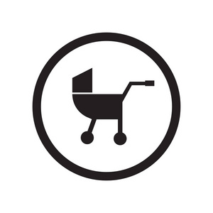 婴儿推车图标矢量隔离白色背景为您的 web 和移动应用程序设计, 婴儿车徽标概念
