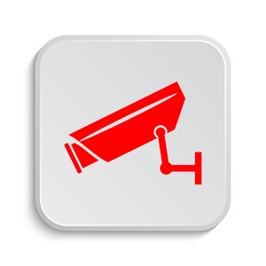 监视摄像头图标.白色背景上的互联网按钮照片