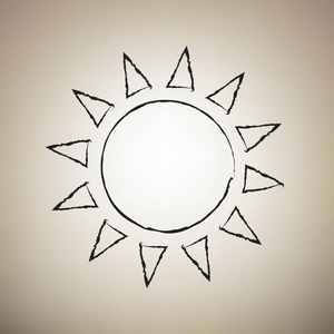 太阳标志例证。向量。画笔绘制黑色图标在光
