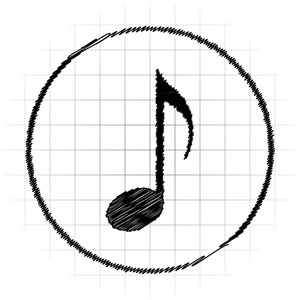 音乐笔记图标。白色背景上的互联网按钮