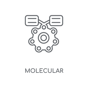 分子线性图标。分子概念笔画符号设计。薄的图形元素向量例证, 在白色背景上的轮廓样式, eps 10