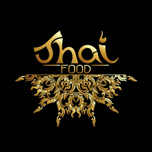 泰国食品标志, restaurantwith 传统泰式装饰品, pa
