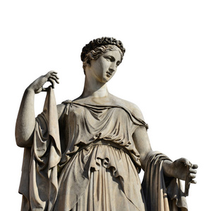 古罗马或希腊女神大理石雕像与白色隔离