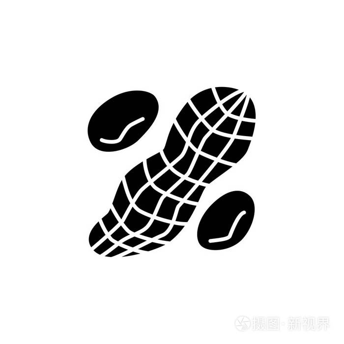 插画 花生的黑白向量例证用坚果.全花生和种子的扁平图标.素食和素食.