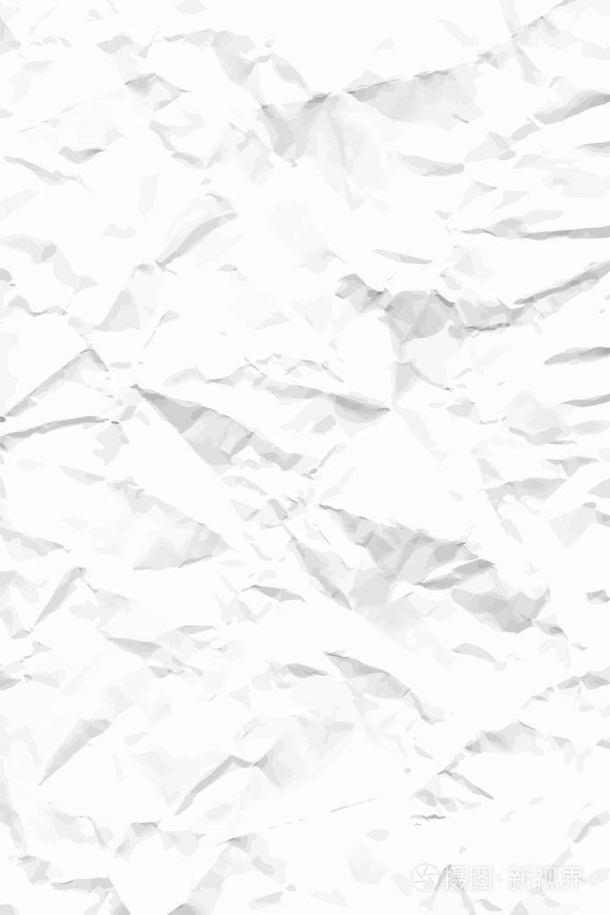 一张空白的白色皱巴巴的纸背景纹理矢量插图背景垂直格式