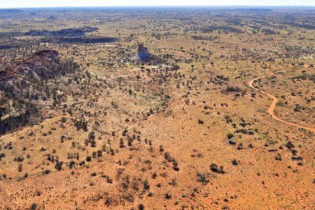 澳大利亚, Nt, 在北部领土内陆的城堡岩石和窗岩的室柱历史保护区鸟瞰图