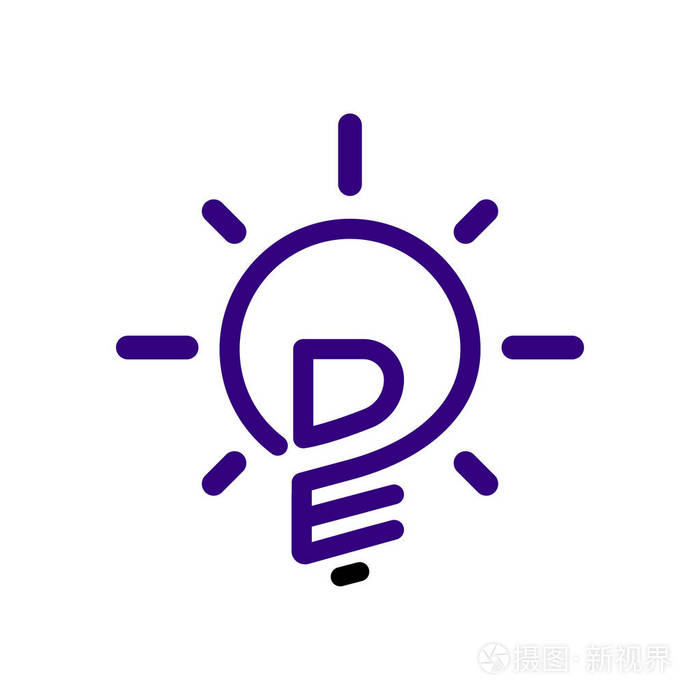 de 初始字母与创意灯泡徽标矢量元素.初始字母灯泡徽标模板