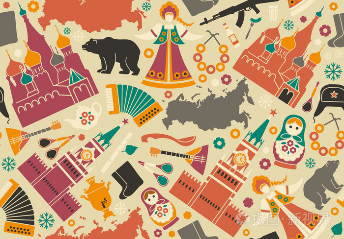 俄罗斯符号的无缝背景