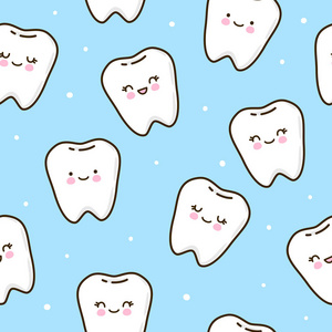 无缝模式与可爱的牙齿照片