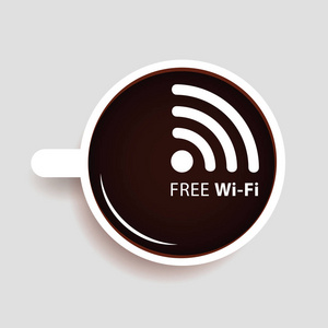 咖啡杯中的免费无线网络符号