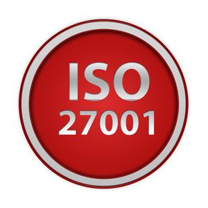 Iso 27001 白色背景上的圆形图标