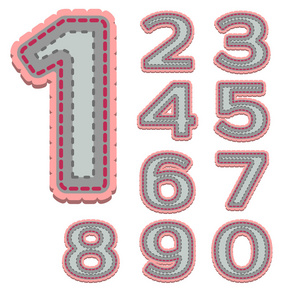 缝针补缀品风格中的数字