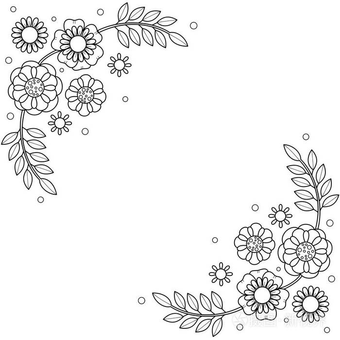 花框着色书成人 涂鸦风格 矢量插图插画 正版商用图片08uriy 摄图新视界