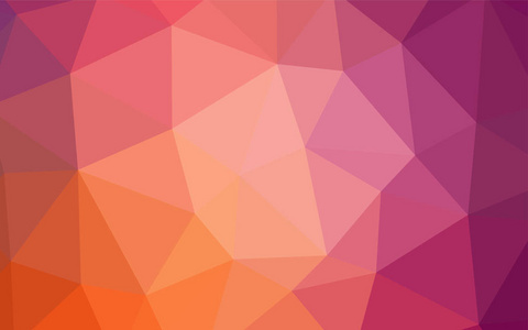 浅粉红色, 黄色矢量渐变三角形图案。带有三角形的抽象样式的彩色插图。全新的横幅模板