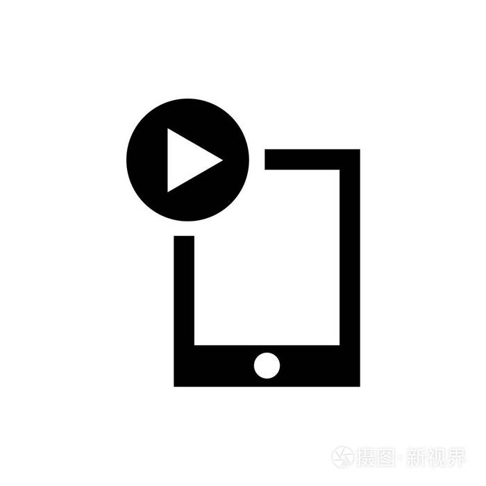 ipad 视频播放器图标矢量符号和符号被隔离在白色
