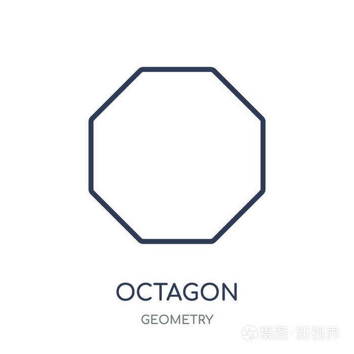 插画 八角形图标.八角形线性符号设计从几何集合.