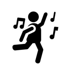 人物跳舞 图标.时尚的人跳舞的标志概念上的白色背景从娱乐游戏集合.