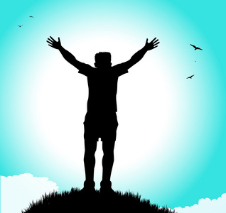 张开双臂的人的剪影照片