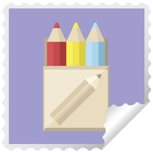 着色铅笔图形方形贴纸邮票包