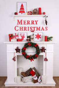 圣诞装饰壁炉图片