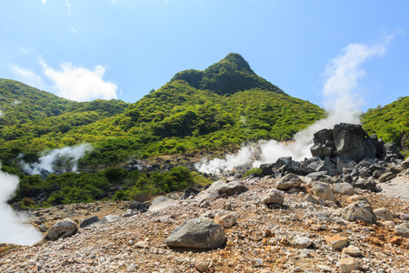 大涌谷 火山河谷与活性硫和热 s