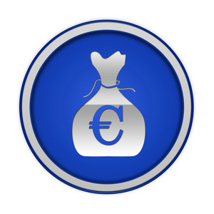 欧元钱袋子白色背景上的圆圈图标