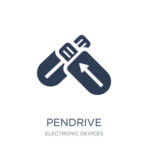 pendrive 图标。时尚的平面向量 pendrive 图标在白色背景从电子设备汇集, 向量例证可用于网络和移动, eps10