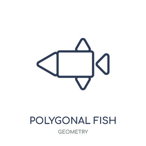 多边形鱼形状的小三角形线性符号设计从几何收藏.