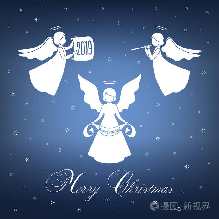 带翅膀和灵气的白色圣诞天使