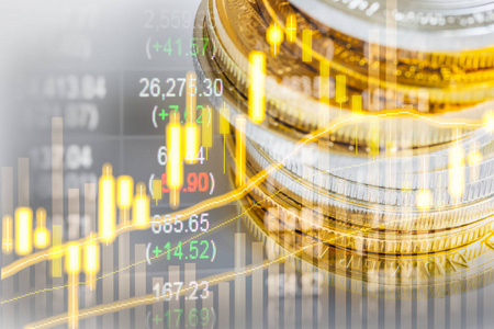 抽象财务背景用铅笔关闭烛台股票图表外汇证券市场投资交易概念, 烛台