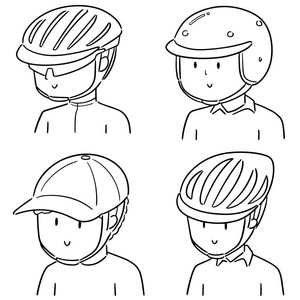 戴头盔的人的矢量集照片