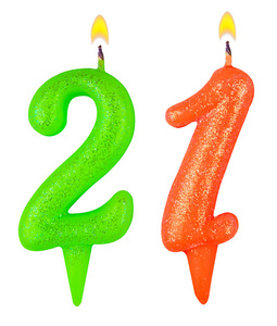 生日蜡烛数字二十一孤立图片