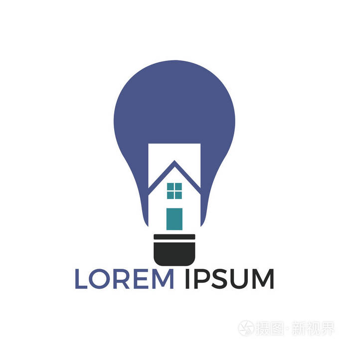智能住宅标志设计灯泡与房子的标志智慧之家的概念