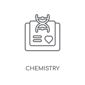 化学线性图标。化学概念笔画符号设计。薄的图形元素向量例证, 在白色背景上的轮廓样式, eps 10