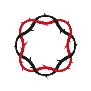 刺冠, 复活节宗教象征基督教矢量插画
