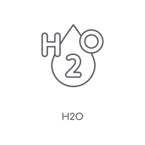 h2o 线性图标。h2o 概念笔画符号设计。薄的图形元素向量例证, 在白色背景上的轮廓样式, eps 10