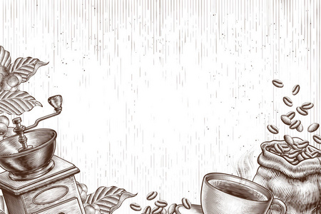 雕刻咖啡店及相关对象背景照片