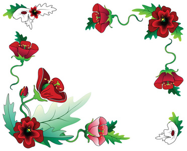 红色的花朵组合相框图片